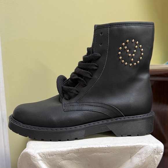 Valentino By Mario Valentino Womens Marti Leather Combat black Boots - Picture 2 of 9